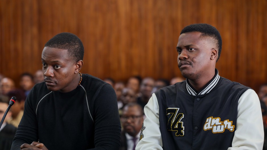 Robert Mugabe's son Bellarmine and his co-accused cousin, Tobias Matonhodze. Gallo Images/Fani Mahuntsi