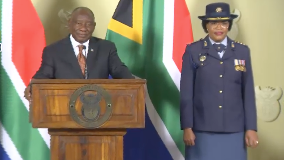 President Cyril Ramaphosa and Lieutenant-General Puleng Dimpane.