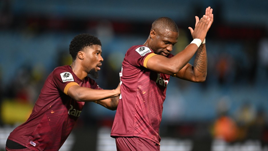 Tshegofatso Mabasa celebrates his goal. Lefty Shivambu/Gallo Images