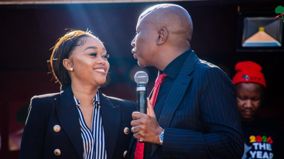 The EFF President Julius Malema with his wife at the East London Magistrate’s Court. Photo EFF X account