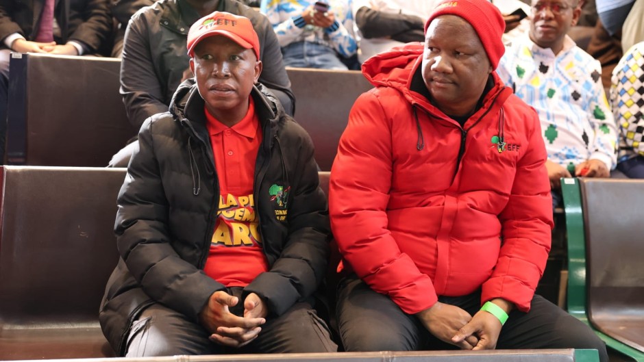Julius Malema and Marshall Dlamini during the delivery of the judgment on Phala Phala at the Constitutional Court. Gallo Images/Luba Lesolle