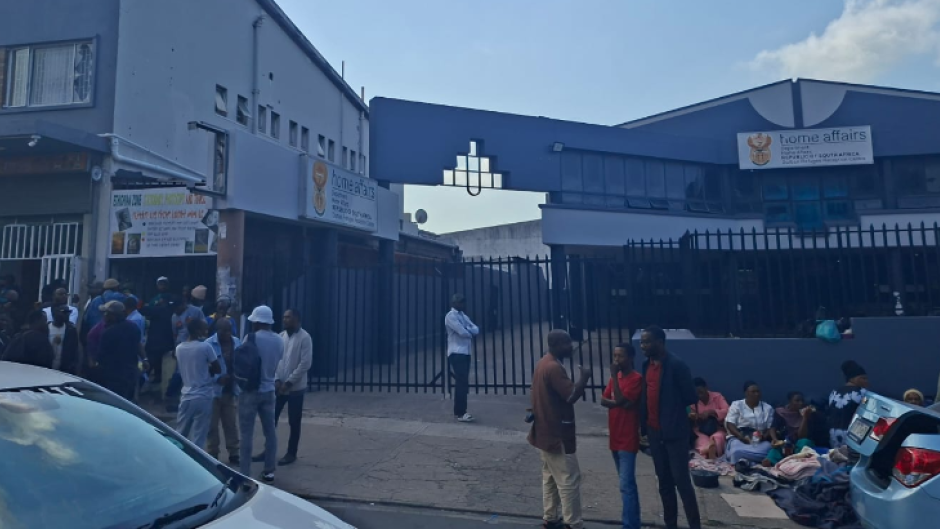 Foreign nationals outside Durban's Home Affairs offices