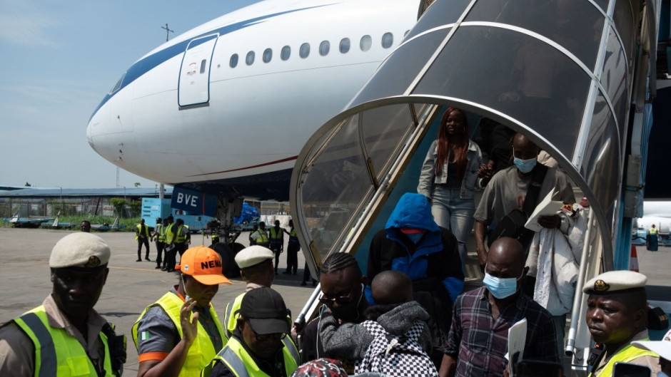 Nigerians being repatriated. Photo: AFP