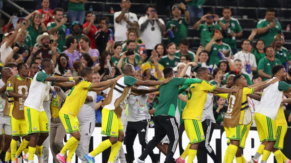 South African players celebrate the 1-0 victory in the 2026 World Cup Group A football match between South Africa and South Korea. AFP/Julio Cesar Aguilar