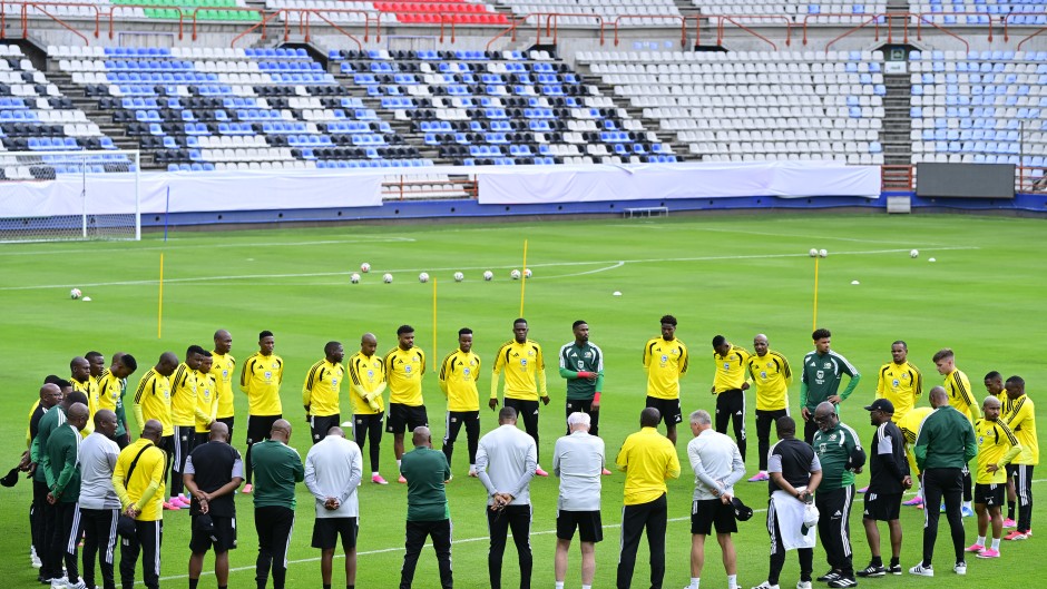 Members of the South Africa national football team gather together during a training session at Estadio Hidalgo on June 3, 2026 in Pachuca, Mexico. (Photo by Oscar Fuentes/Jam Media/Getty Images)