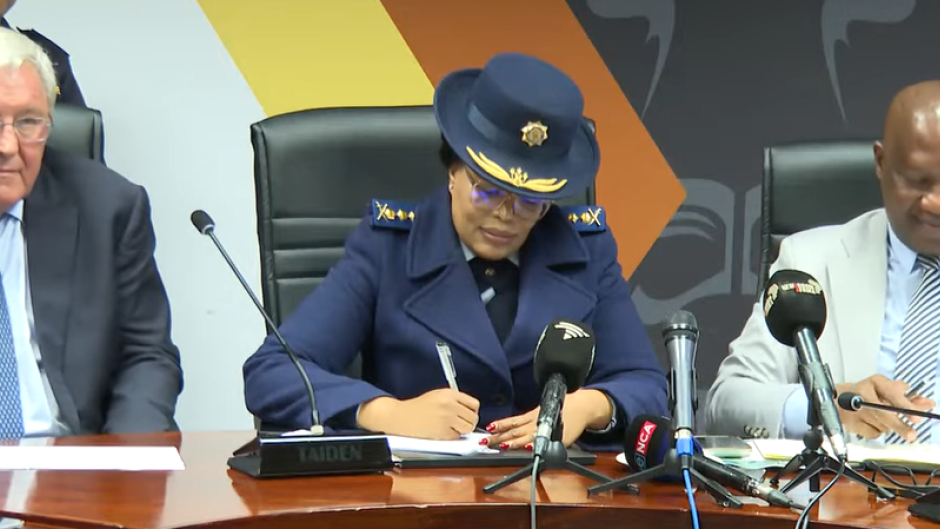 SAPS, security cluster briefing. Photo: Screenshot