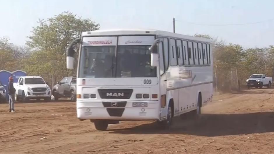 A bus carrying migrants from Musina.