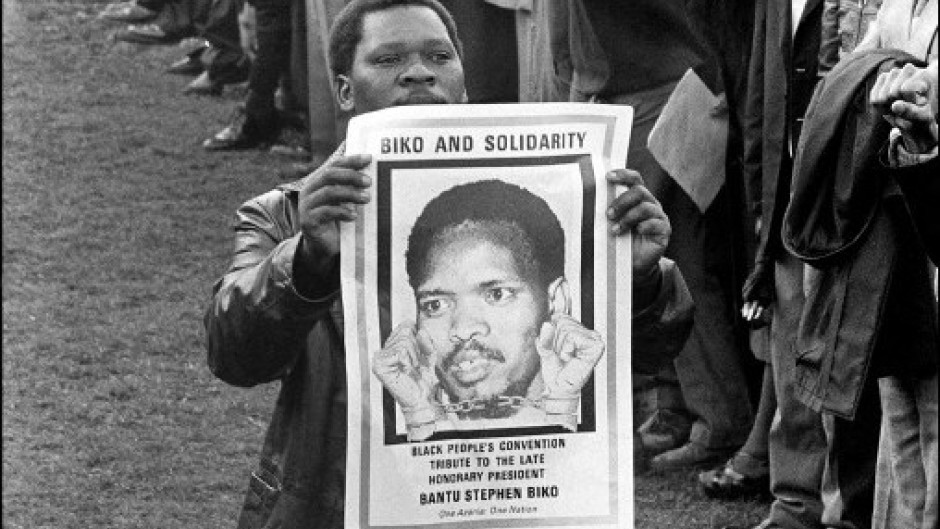 A supporter at Steve Biko's funeral in 1977. AFP/STF