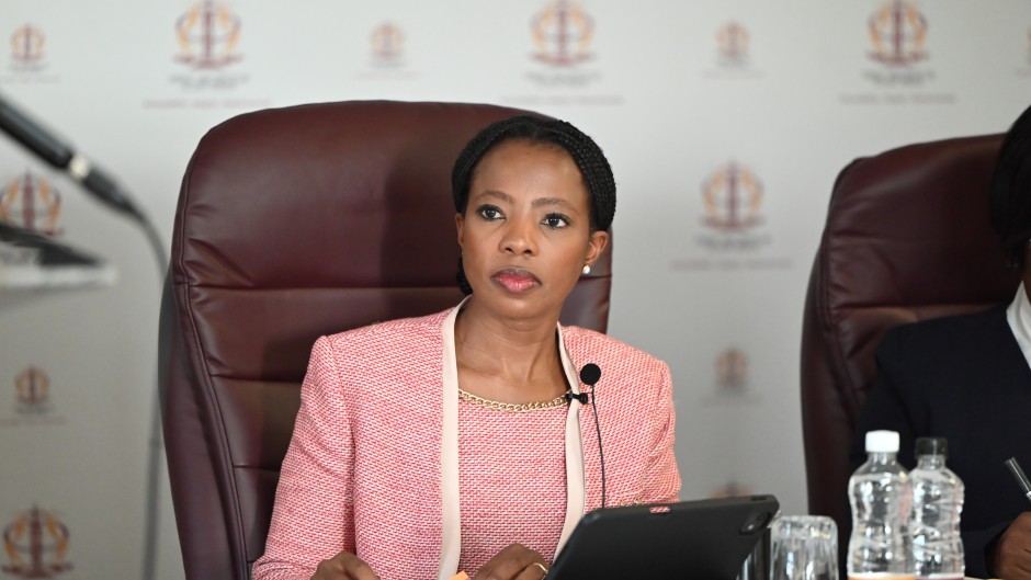 Public Protector Advocate Kholeka Gcaleka briefs the media on the ongoing systemic investigation into alleged maladministration at the National Student Financial Aid Scheme. Gallo Images/Frennie Shivambu