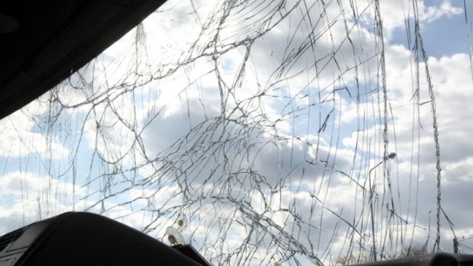 File: A cracked windscreen. Mykola Miakshykov/NurPhoto via AFP