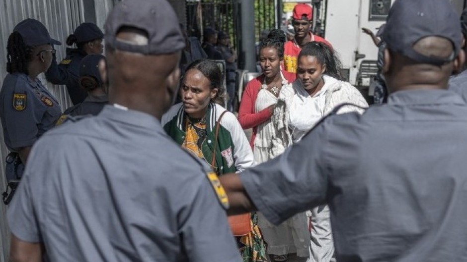 Outside the Department of Home Affairs Refugee Reception Centre on Che Guevara Road in Durban. AFP