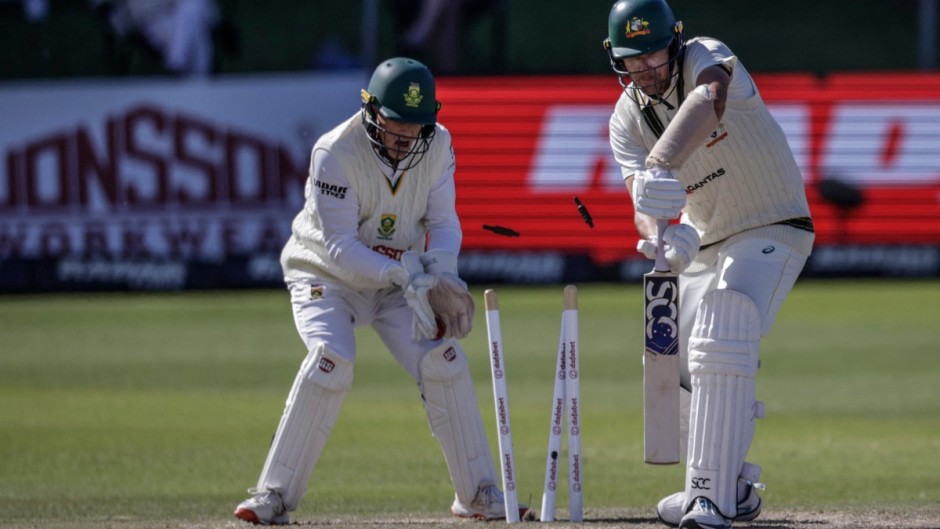 South Africa's Wiaan Mulder bowls Australia's Scott Boland