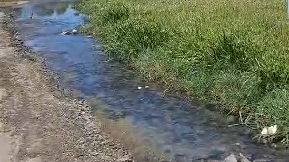 Sewerage flowing down the road in Matjhabeng.