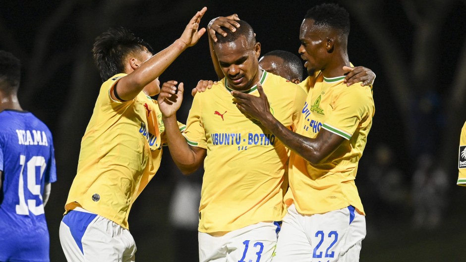 Iqraam Rayners of Mamelodi Sundowns celebrates scoring during the Betway Premiership match between Richards Bay and Mamelodi Sundowns. Darren Stewart/Gallo Images