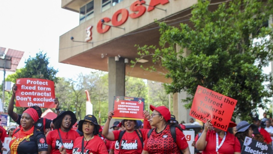 Cosatu members embark on a nationwide protest to mark the International Day for Decent Work. Gallo Images/Fani Mahuntsi