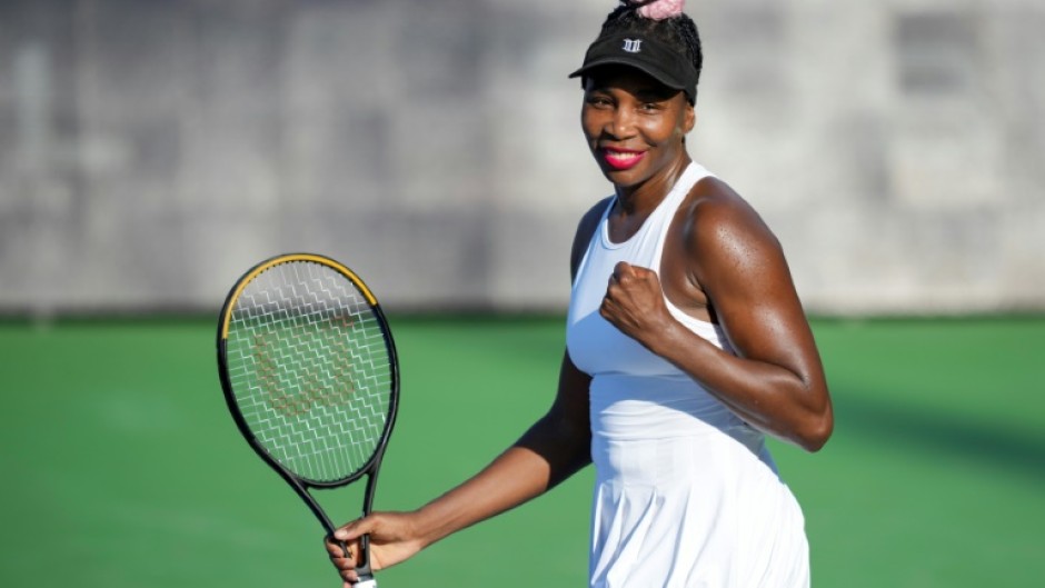Venus Williams celebrates defeating Veronika Kudermetova of Russia at the Cincinnati Open 