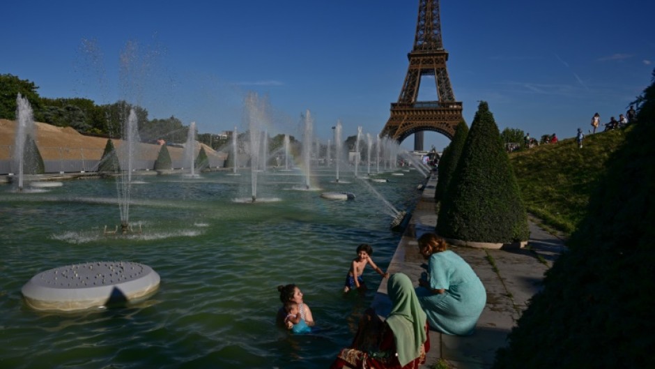 People have been seeking out water and shade to beat the heat in France