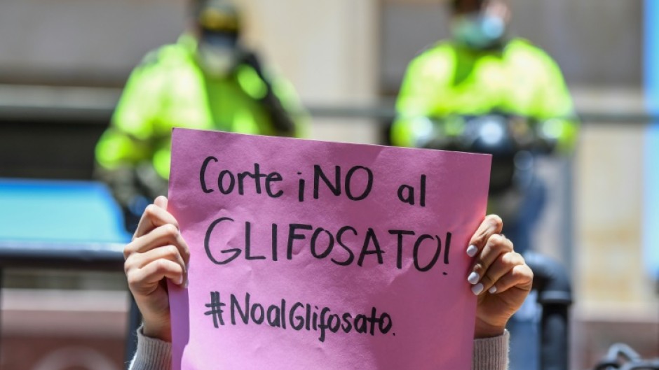 A protest against glyphosate in Colombia in 2021, where a ban on the weedkiller was lifted in 2020