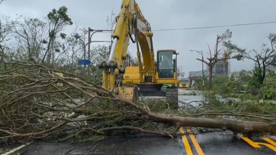 Typhoon Haikui toppled hundreds of trees as it crossed Taiwan