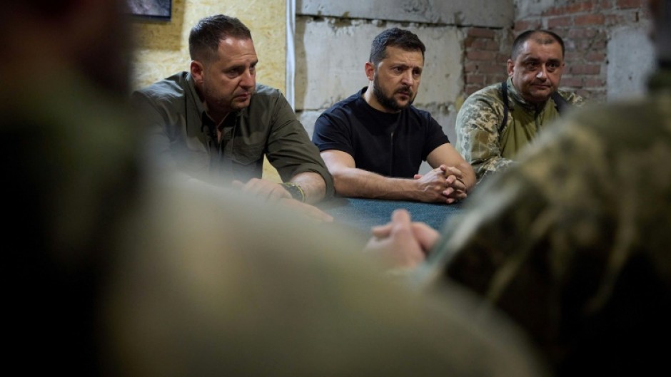 President of Ukraine Volodymyr Zelensky visits soldiers in Donetsk region, amid the Russian invasion of Ukraine