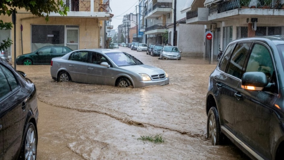 A flooded street in Volos
