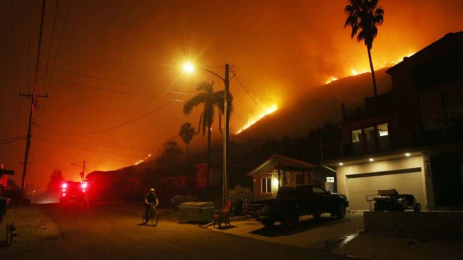 The Thomas Fire in December, 2017 in La Conchita, California