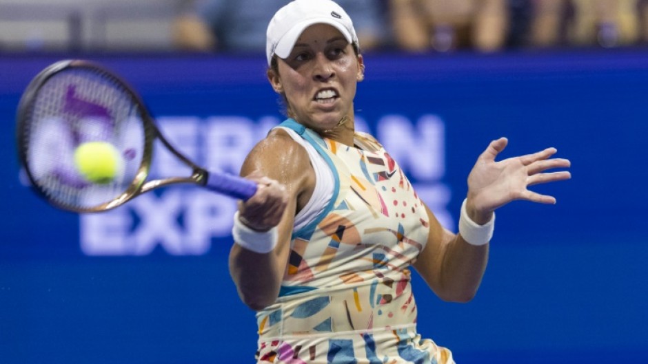 Madison Keys hits a return to Marketa Vondrousova during her US Open quarter-final victory on Wednesday