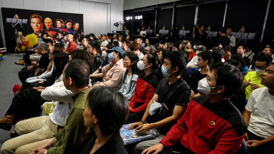 Fans attend mainland China's first official fandom event for science-fiction adventure franchise Star Trek at a shopping mall in Beijing
