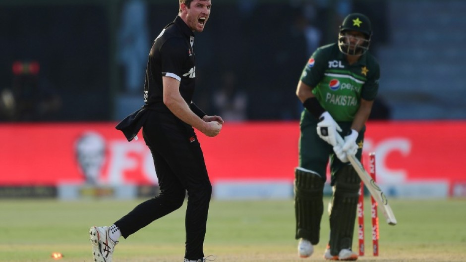 Injured - New Zealand paceman Adam Milne (L) 