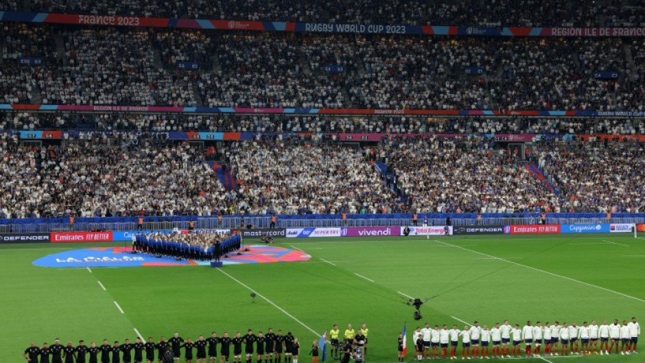 New Zealand and France during the national anthems last Friday