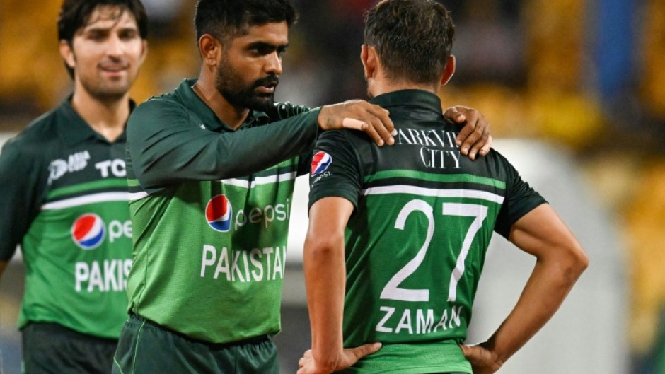 Babar Azam (C) said his side felt the absence of two of its pace spearheads, but that he was confident they would make it to the World Cup
