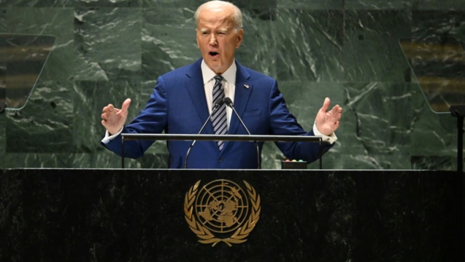 US President Joe Biden addresses the 78th United Nations General Assembly at the UN headquarters
