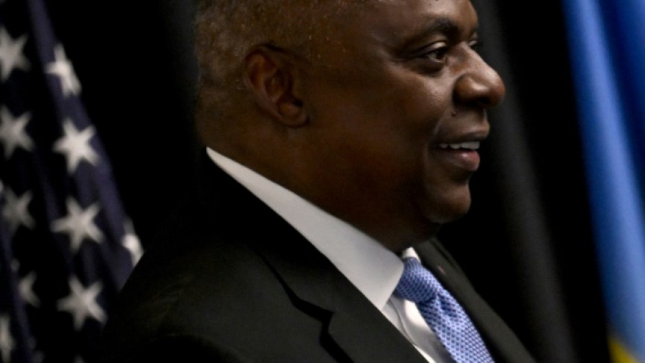 US Secretary of Defence Lloyd Austin attends an in-person Ukraine Defence Contact Group meeting at Ramstein Air Base in Germany on September 19, 2023