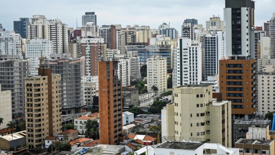 Aerial view of buildings in the Pinheiros neighborhood, Sao Paulo, Brazil, taken on September 5, 2023