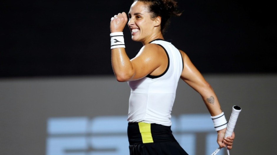 Italy's Martina Trevisan reacts on her way to an upset victory over top seed Ons Jabeur