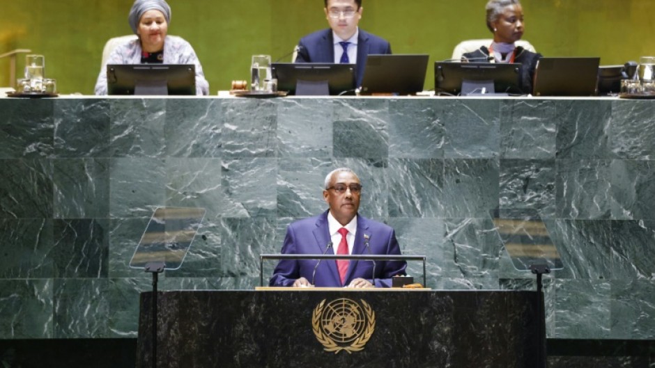 Ethiopia's Deputy Prime Minister Demeke Mekonnen addresses the 78th United Nations General Assembly
