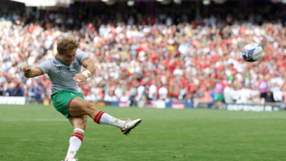 Portugal full-back Nuno Sousa Guedes unsuccessfully takes a penalty kick in the last play of the game against Georgia