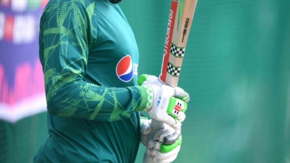 Net gain: Pakistan captain Babar Azam attends a practice session in Hyderabad 