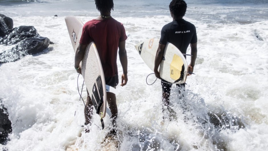 A local club, along with the NGO Provide The Slide, supply the surfers with boards
