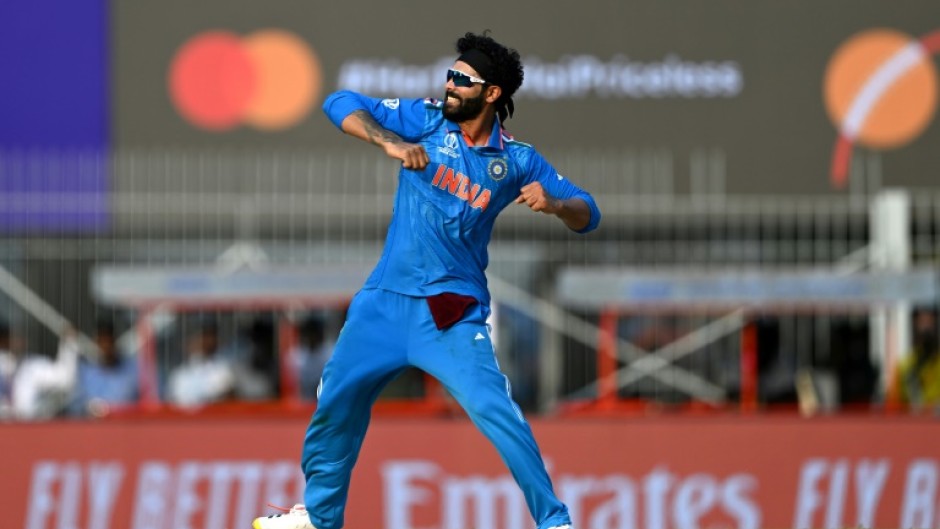 Three wickets performance: India's Ravindra Jadeja celebrates after taking the wicket of Australia's Alex Carey