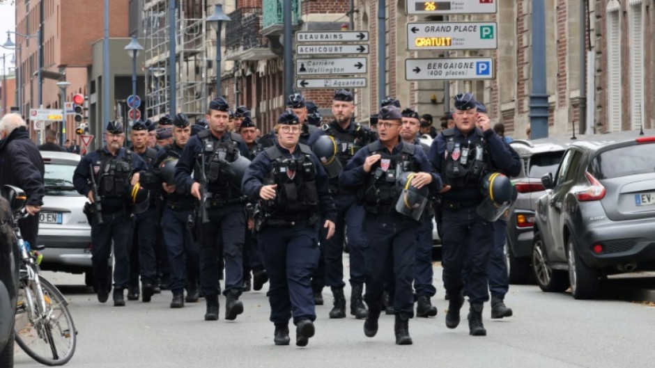 A large security cordon was set up around the school
