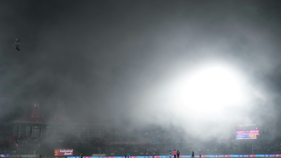 Fog stops play: Action is halted due to the poor weather in the World Cup game between India and New Zealand in Dharamsala