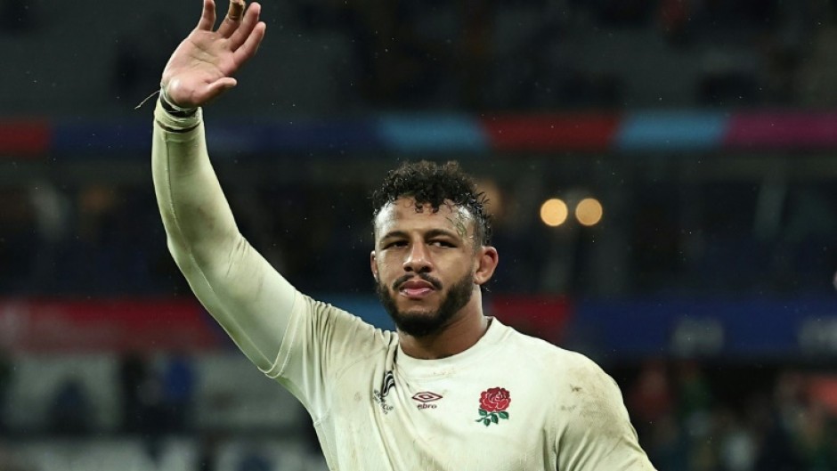 Courtney Lawes waves to the England supporters after his side were beaten by South Africa in the Rugby World Cup semi-final