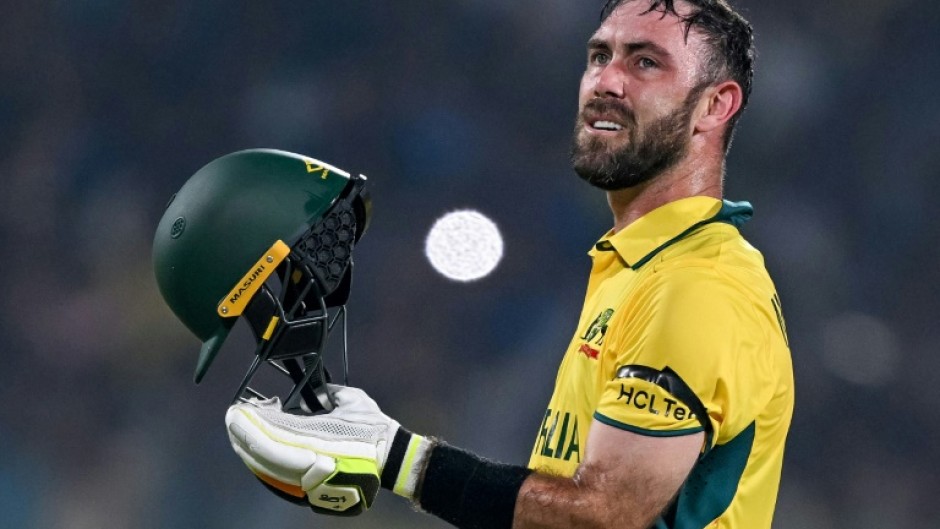 Record breaker: Australia's Glenn Maxwell celebrates after scoring a 40-ball century on Wednesday