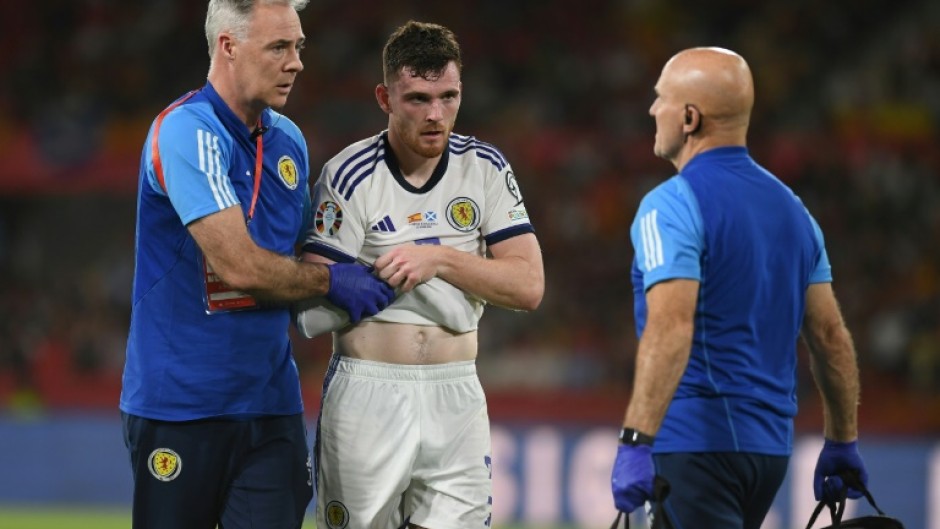 Scotland defender Andrew Robertson was injured against Spain