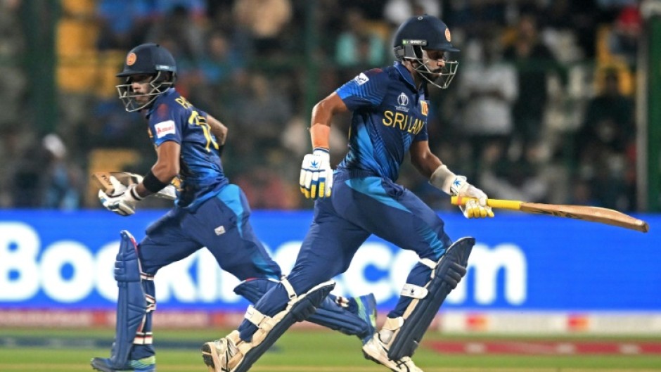 In the runs: Sri Lanka's Sadeera Samarawickrama (right) and Pathum Nissanka in action against England on Thursday