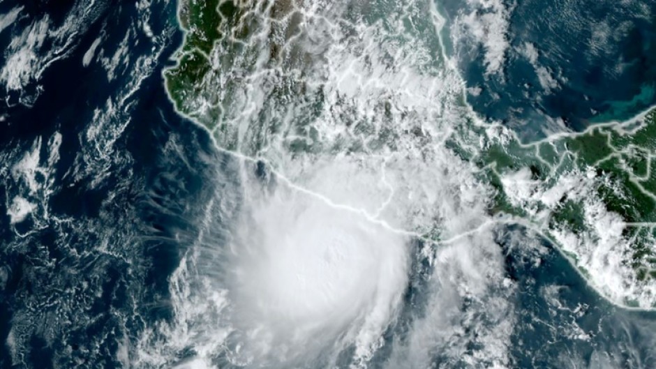 An image from the US National Oceanic and Atmospheric Administration shows Hurricane Otis approaching Mexico's southern Pacific coast