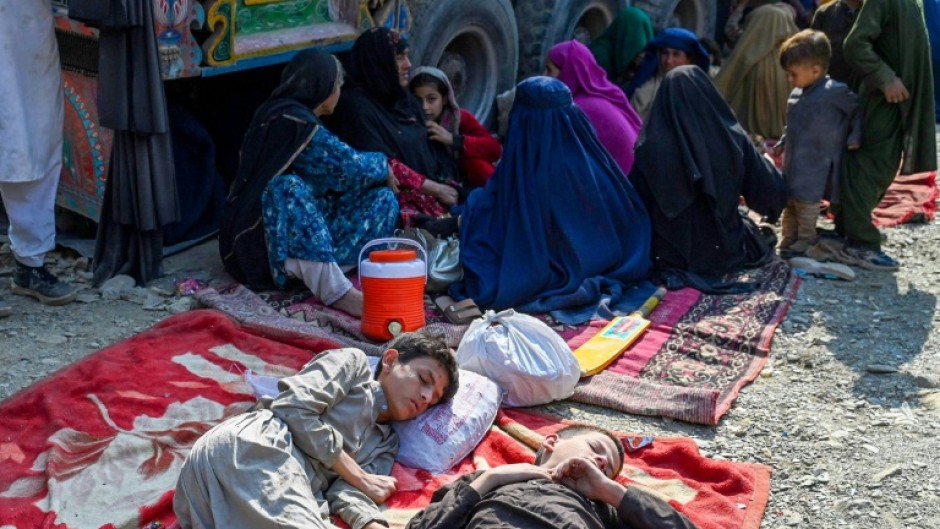 Pakistan border officials say more than 100,000 people have crossed into Afghanistan since the beginning of October