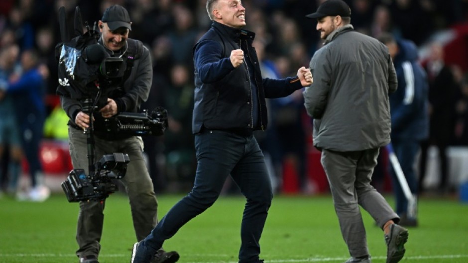 Nottingham Forrest's win eased the pressure on manager Steve Cooper (centre)