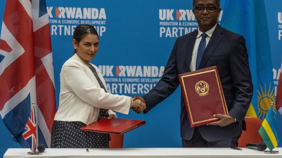 The UK home secretary at the time Priti Patel signed the deal with Rwanda's Foreign Minister Vincent Biruta in April 2022
